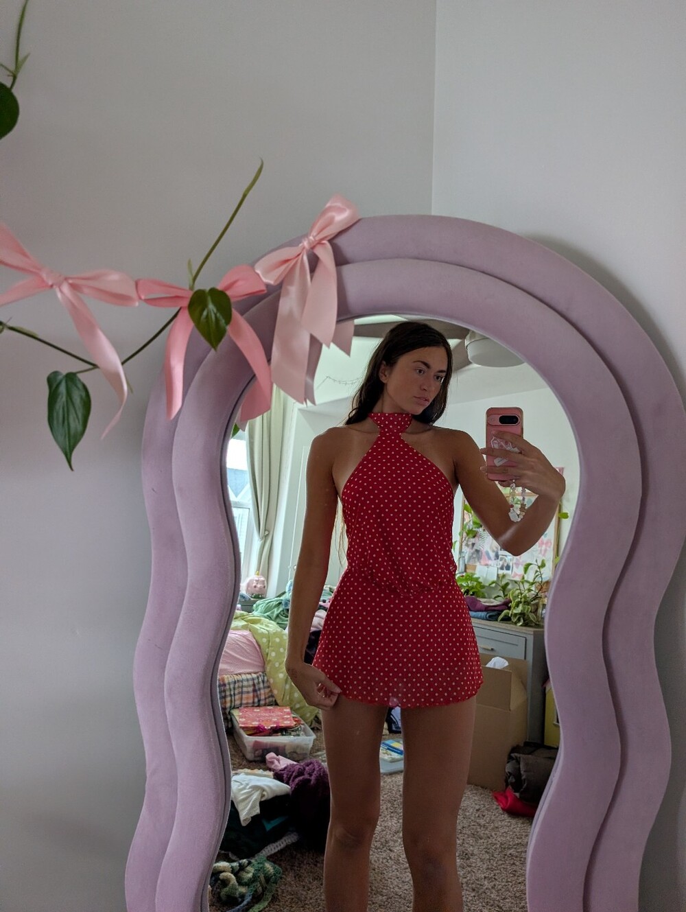 Red Polka Dot Halter Romper